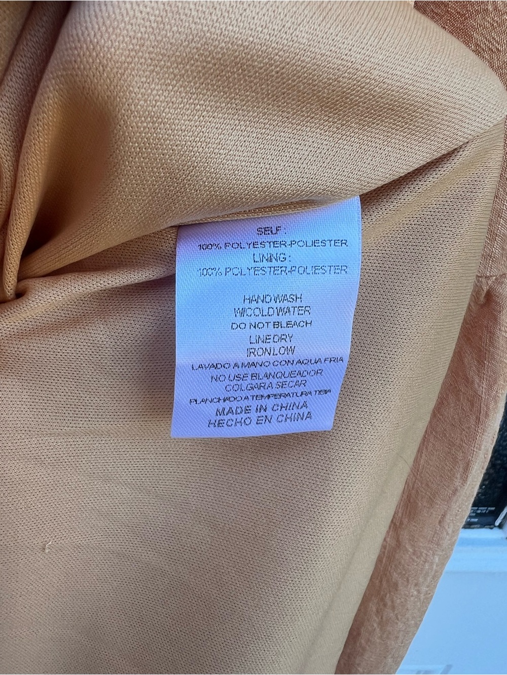 Peach Tiered Midi Dress with Puff Sleeves and Self-Tie Waist - Picture 6 of 7